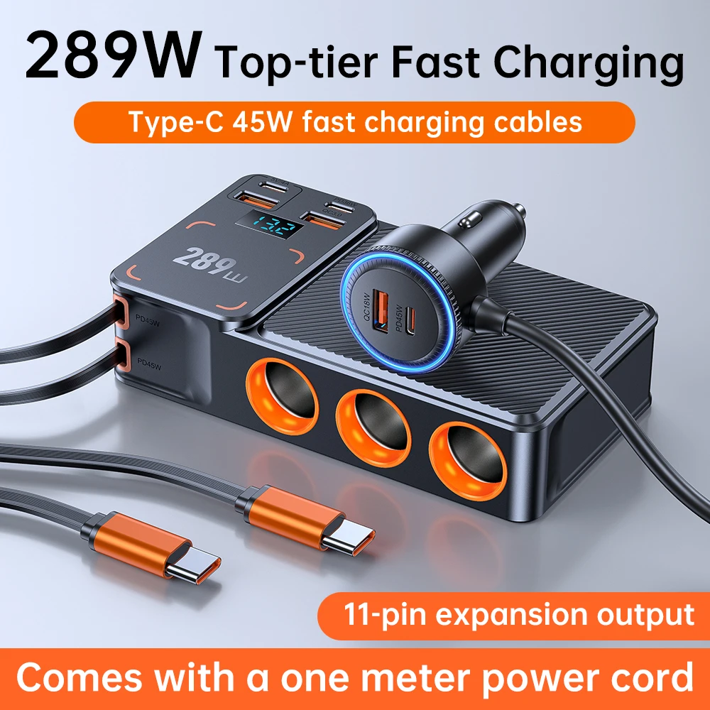 New Model Something 45Something Fast Charging Multi-Function One-Tow-Three Extender On-Board Converter Plug 289Something High-Po