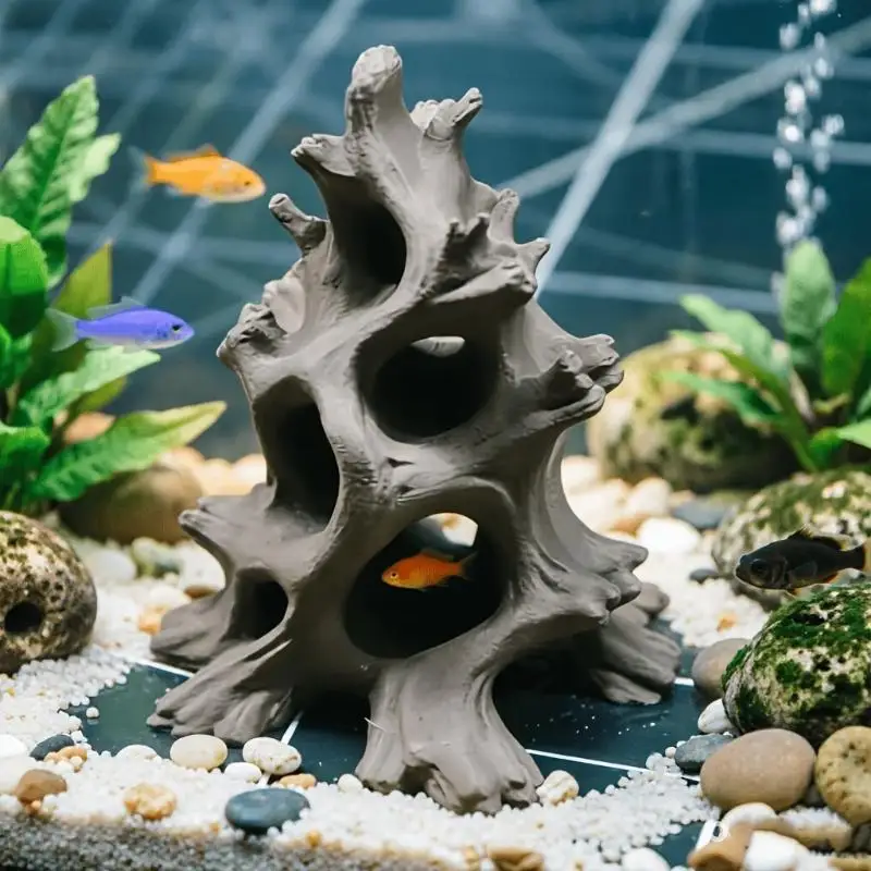 Hidden Multi-Hole Driftwood Aquarium Ornaments Driftwood Fish Caves Aquarium Decor Fish Hideout For Breeding Hiding Caves Decor