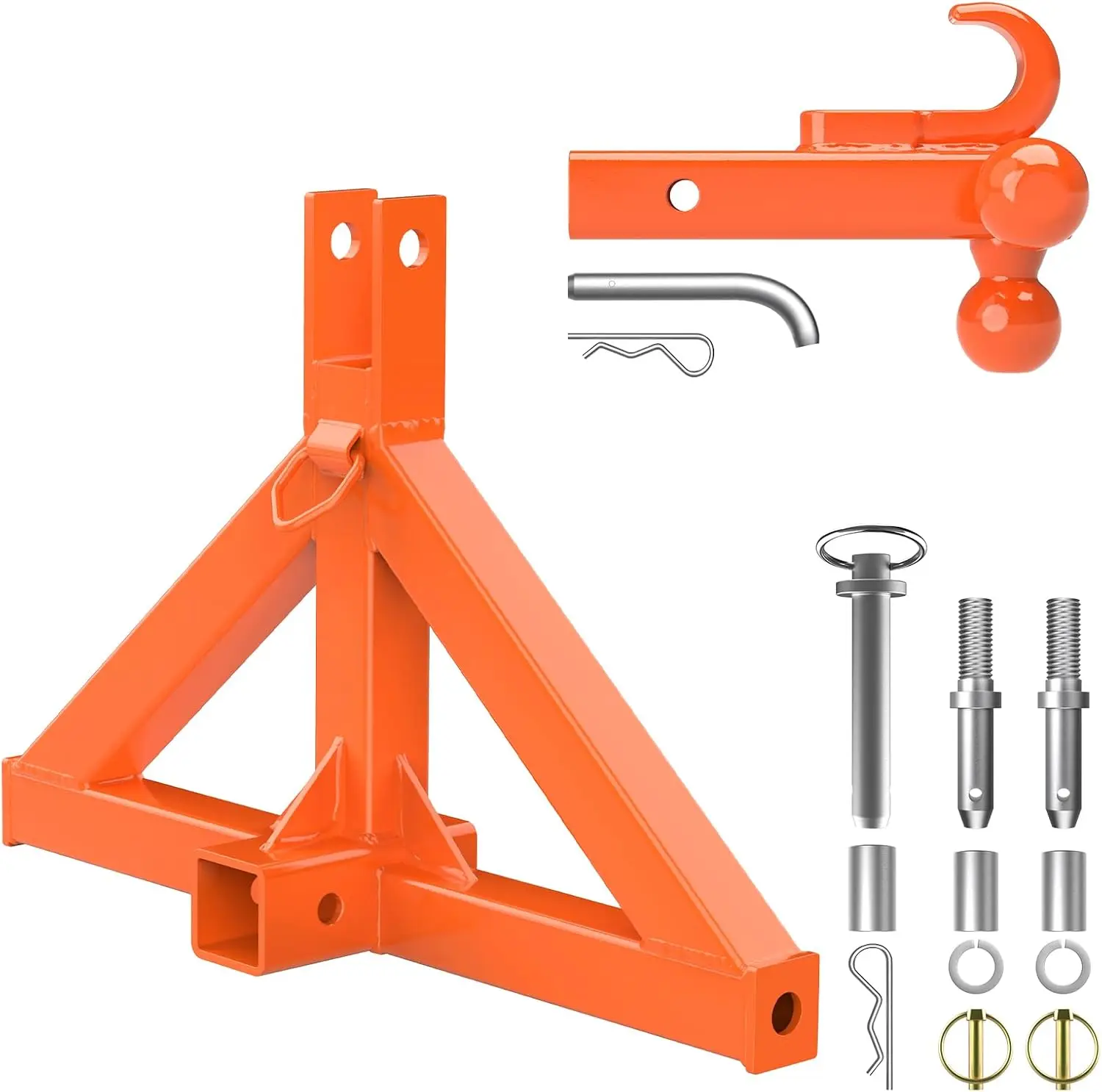 Heavy duty three-point 2-inch trailer hook and tow ball hook