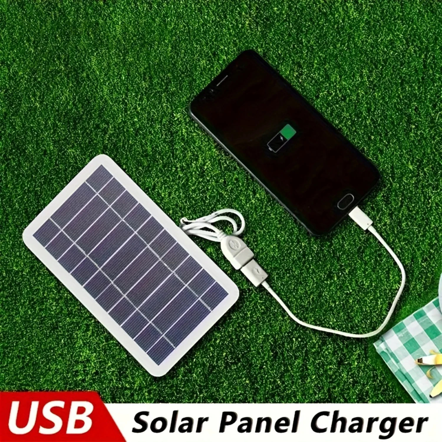 1pc Solar Portable Charging Panel Outdoor Waterproof Solar USB Charger Is Suitable For Outdoor Travel And Camping, Mobile Power,