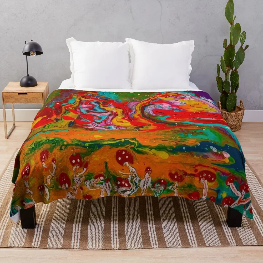 

Psychedelic Mushroom Landscape Throw Blanket Baby Thermal Soft Big decorative Blankets