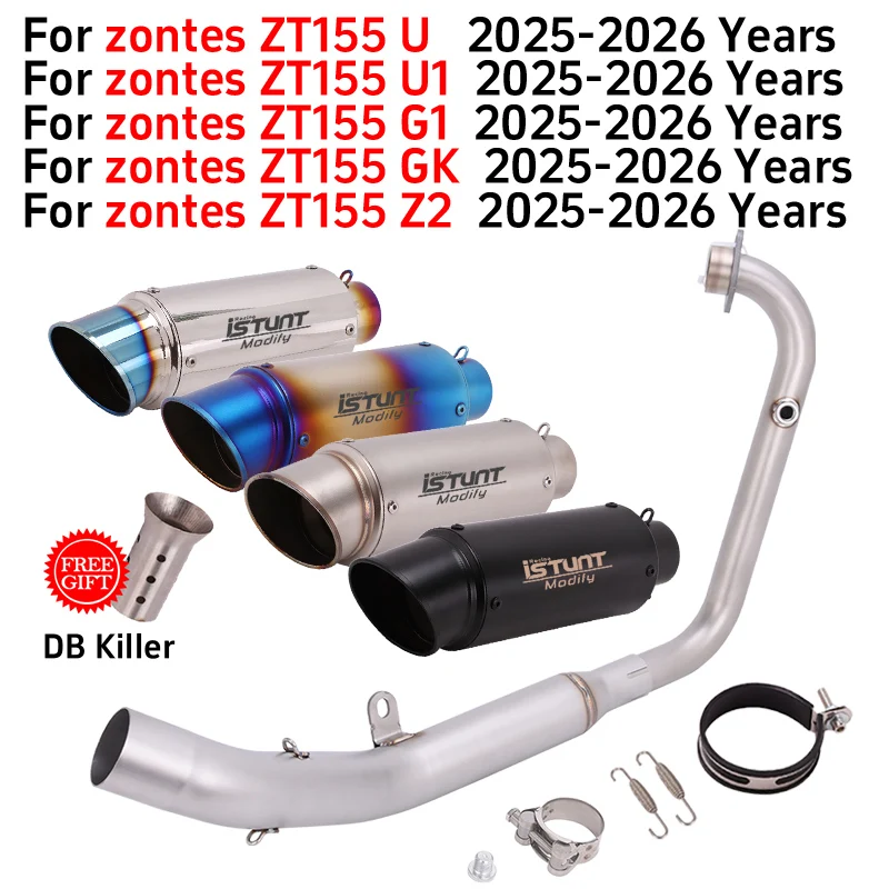 

Full System Motorcycle Exhaust Escape Moto Front Link Pipe With O2 Sensor Muffler For ZONTES ZT155 U U1 G1 GK Z2 2025 - 2026