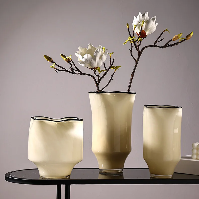 

Black-edged Pleated Glass Vase Exposure Flower Arrangement Accessories Flower Vase Terrarium Home Decoration Accessories