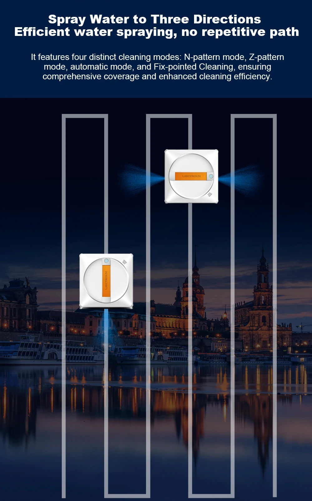 Fensterputzroboter Liectroux YW710, Doppelter Wassersprüher, Intelligente Reinigung, Starke Saugkraft, KI-Navigation, Randloses Arbeiten, App-Steuerung & Fernbedienung – Detail 9