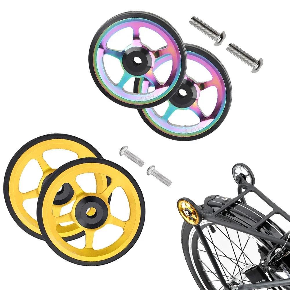 60mm/ 82mm 2pcs Aluminum Alloy Easy Wheel ForBrompton Folding Bike Easywheel Modified Portable Perrin Push Wheel