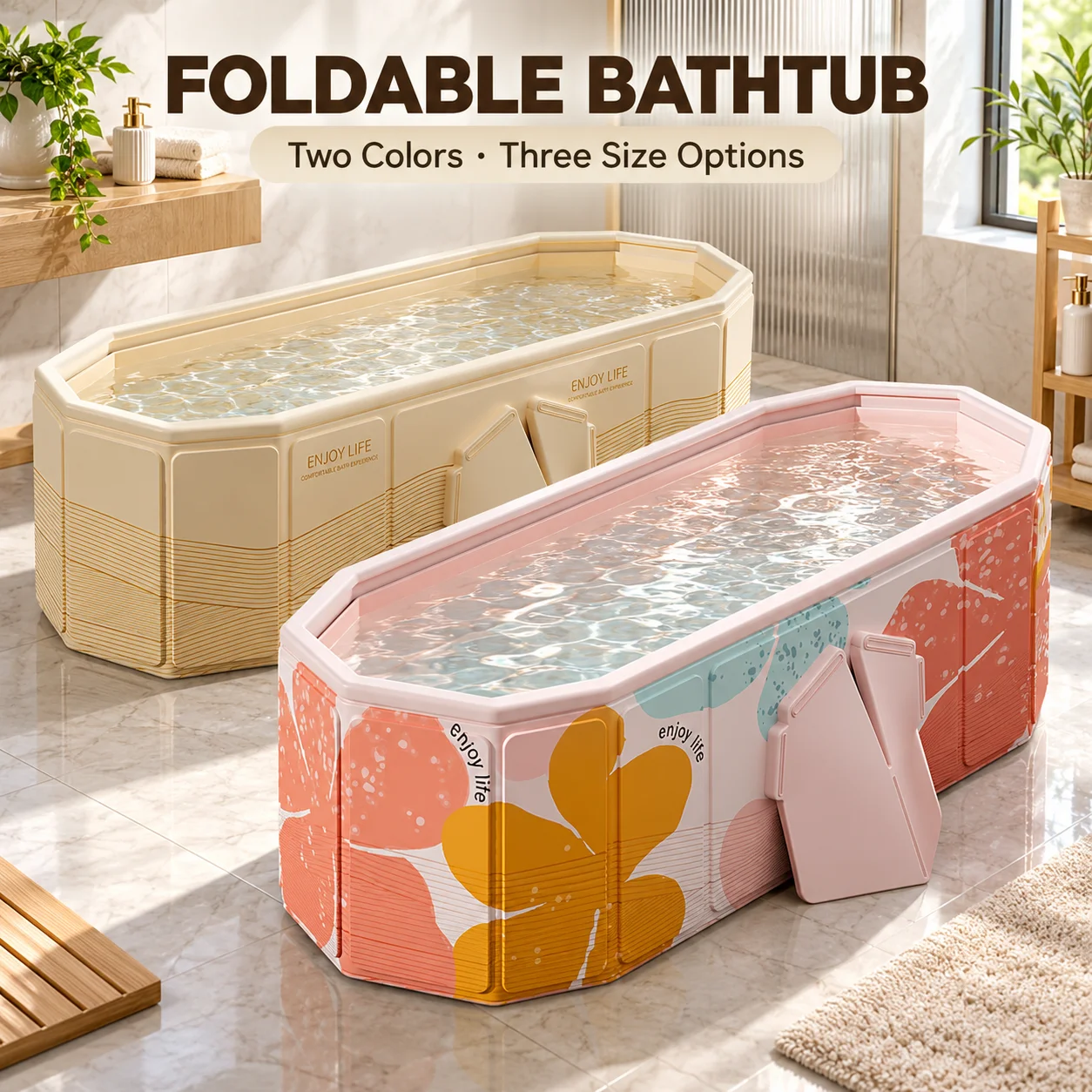 1PC Foldable Bathtub for Adults Portable Rectangular Soaking Tub Freestanding Bath Tub for Home Bathroom 100/120/150cm