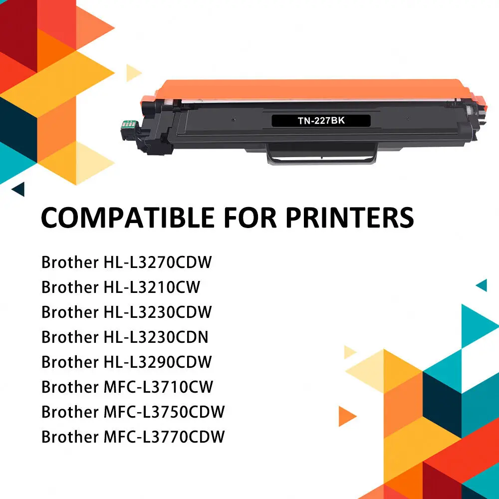 Toner 5x TN227 TN223, Compatible avec Brother TN227BK TN-227 MFC-L3770CDW, nouvelle puce