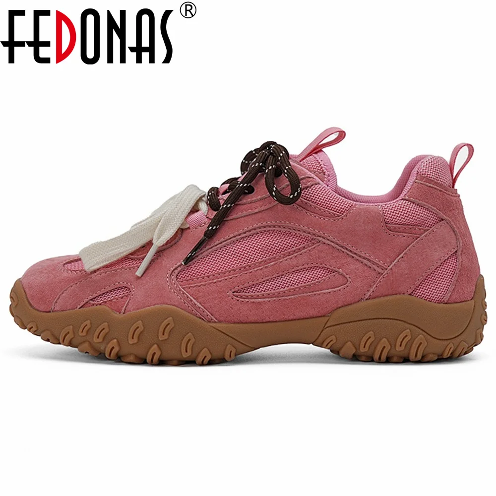 FEDONAS New Women Suede Leather Sneakers Training Shoes Woman Contrast Casual Shoes Fashion Sport Platforms Sneakers Shoes Flats