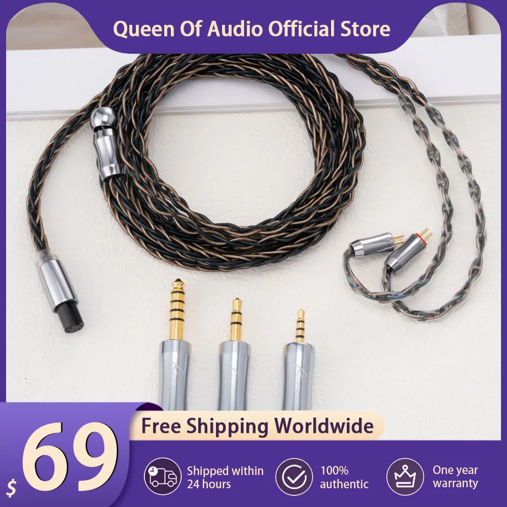 

New Kinera Leyding Earphone Modular Upgrade Cable Headphone 8-Core Silver Plated Copper With 2.5/3.5/4.4mm Plug Wired Headset