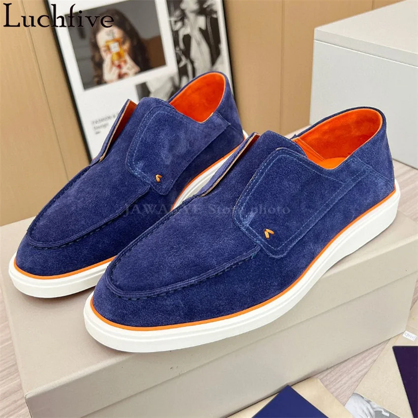 JAWAKYE New Suede Leather Loafers Flat Shoes for Men Casual Slip-on Walk Shoes Runway Formal Business Shoes Man 39-46 Plus Size