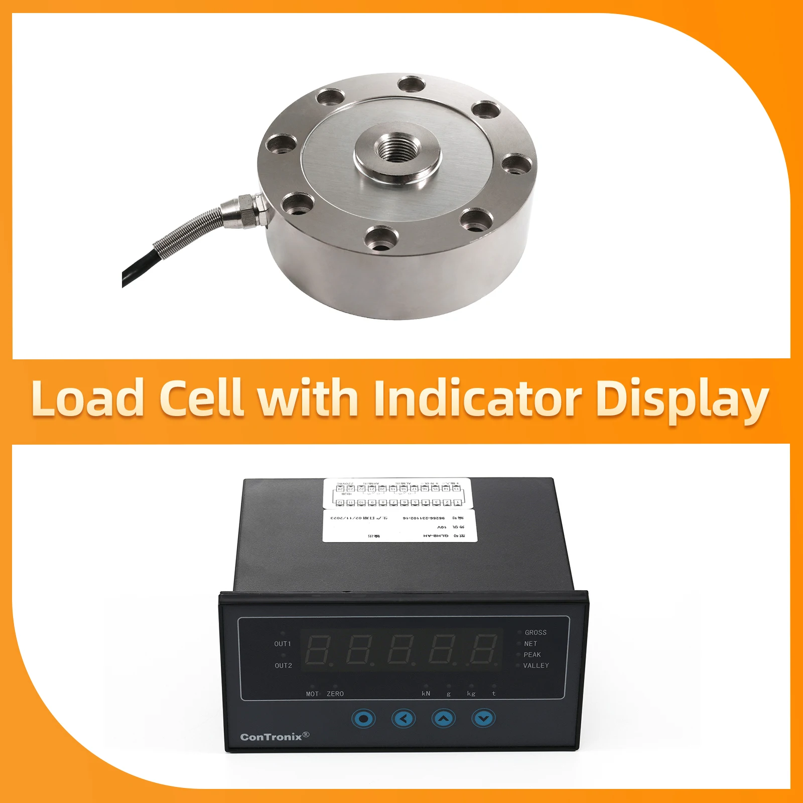 Spoke Load Cell Sensor with Indicator Display,Test Tension and Compression Force 50KG 100KG 200KG 300KG 500KG 1T 2T