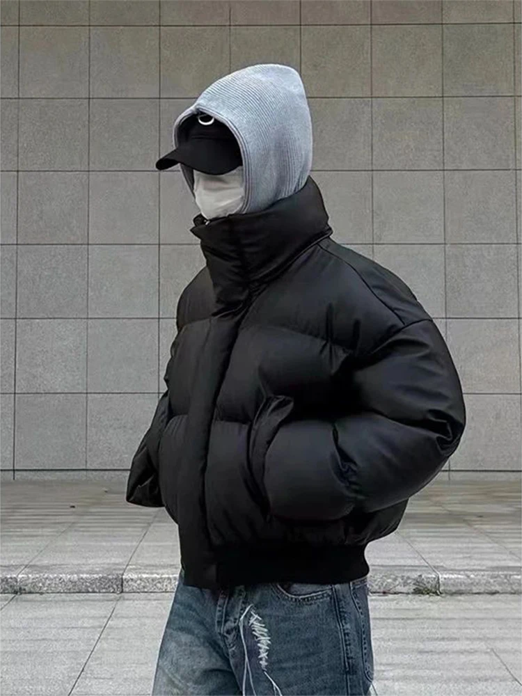 

Мужская зимняя куртка из искусственной кожи с наполнителем из хлопка, с высоким воротником, в американском стиле CleanFit, премиум-класса