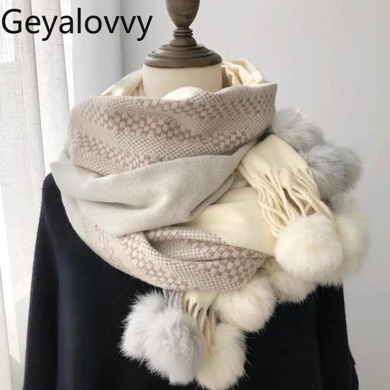 

Новый стильный атмосферный мягкий теплый шарф для женщин, зимние милые универсальные утолщенные плюшевые длинные шаль, теплые шарфы для шеи