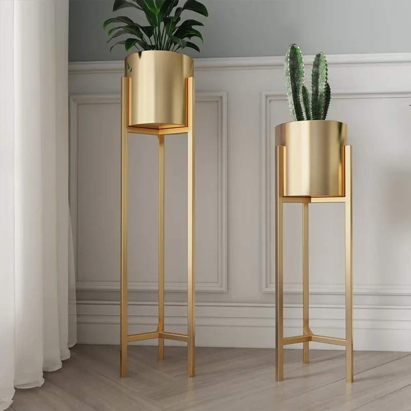 Nordic Light Luxury Gold Plant Stand, Creative Floor, Balcony Flower Rack, Eco-friendly, Durable, Living Room Shelf, Offer