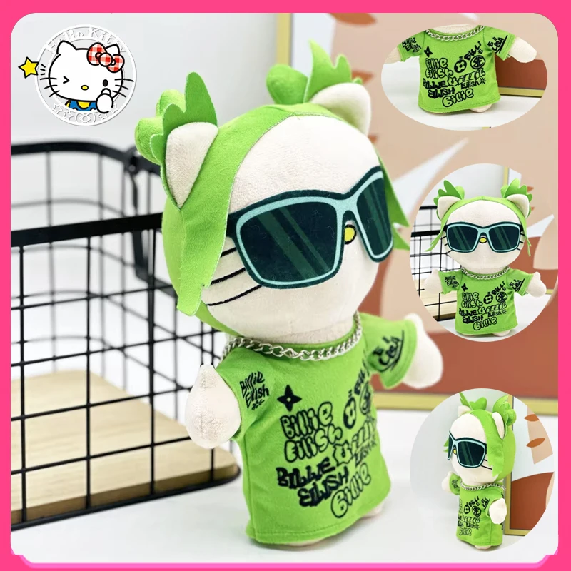 Hello Kitty Billie Eilish kacamata hitam hijau Fashion anak laki-laki boneka boneka tokoh mainan lucu anak-anak laki-laki perempuan hadiah Natal