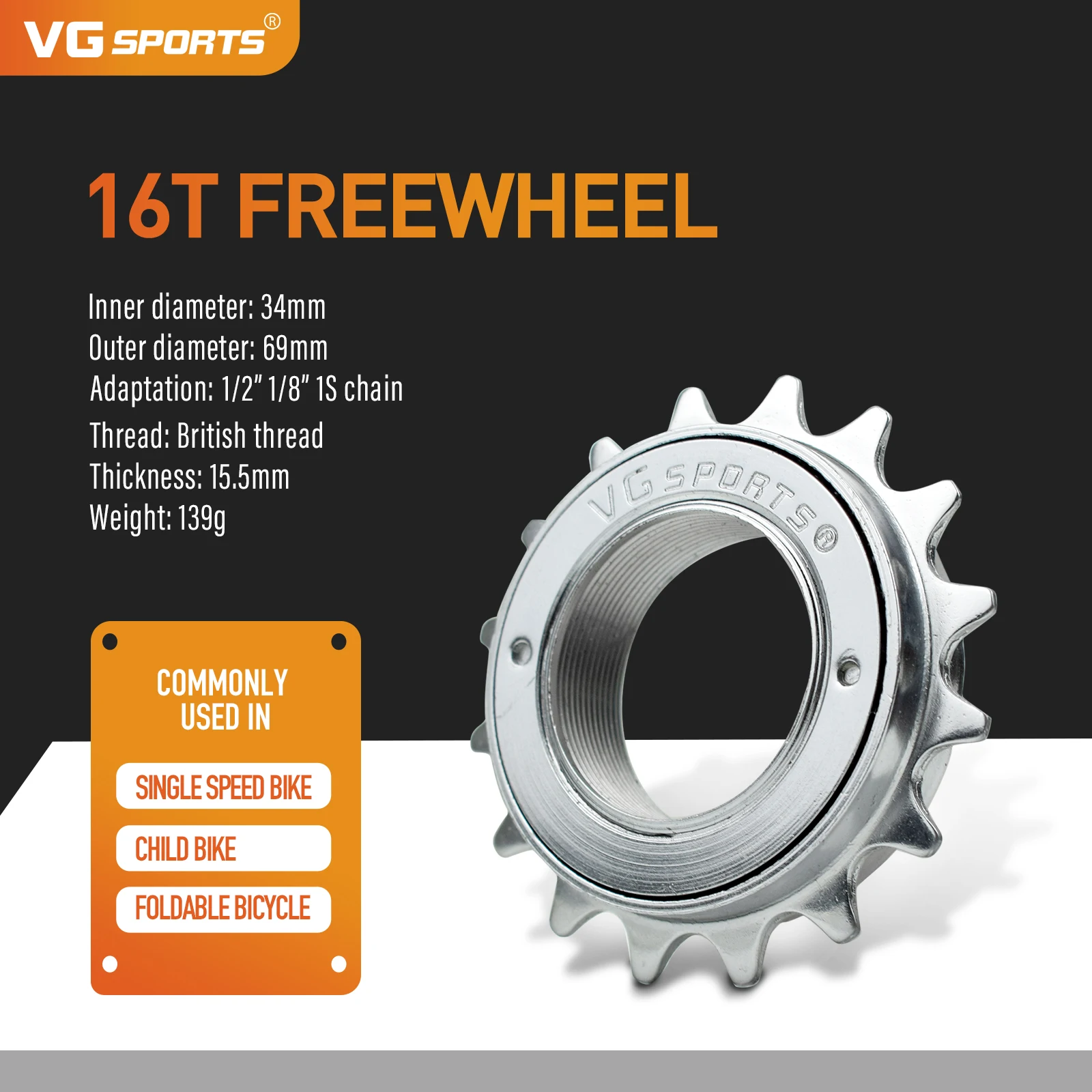 1pc VG Sport 16T/18T/20T/22T/24T 34MM Single Speed Fahrrad Freilauf Kettenrad Teil für BMX 1 Geschwindigkeit Cog Getriebe Fahrrad Zubehör