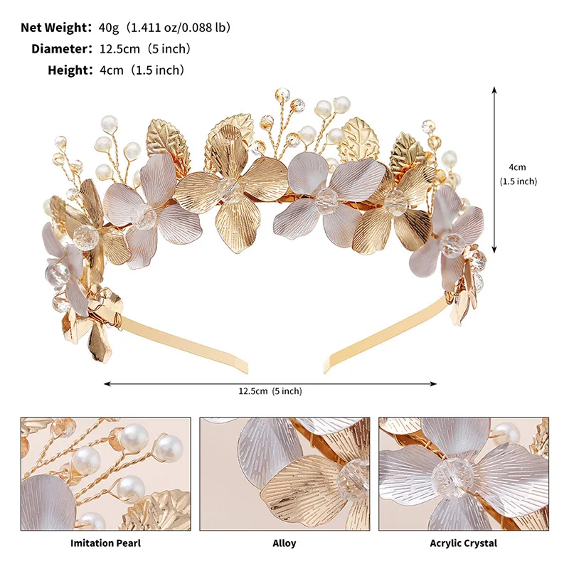 Alloy Flower And Leaf Hair Bands  New Handmade Bridal Head Bands Bride Wedding Prom Birthday Party Mori Headpieces