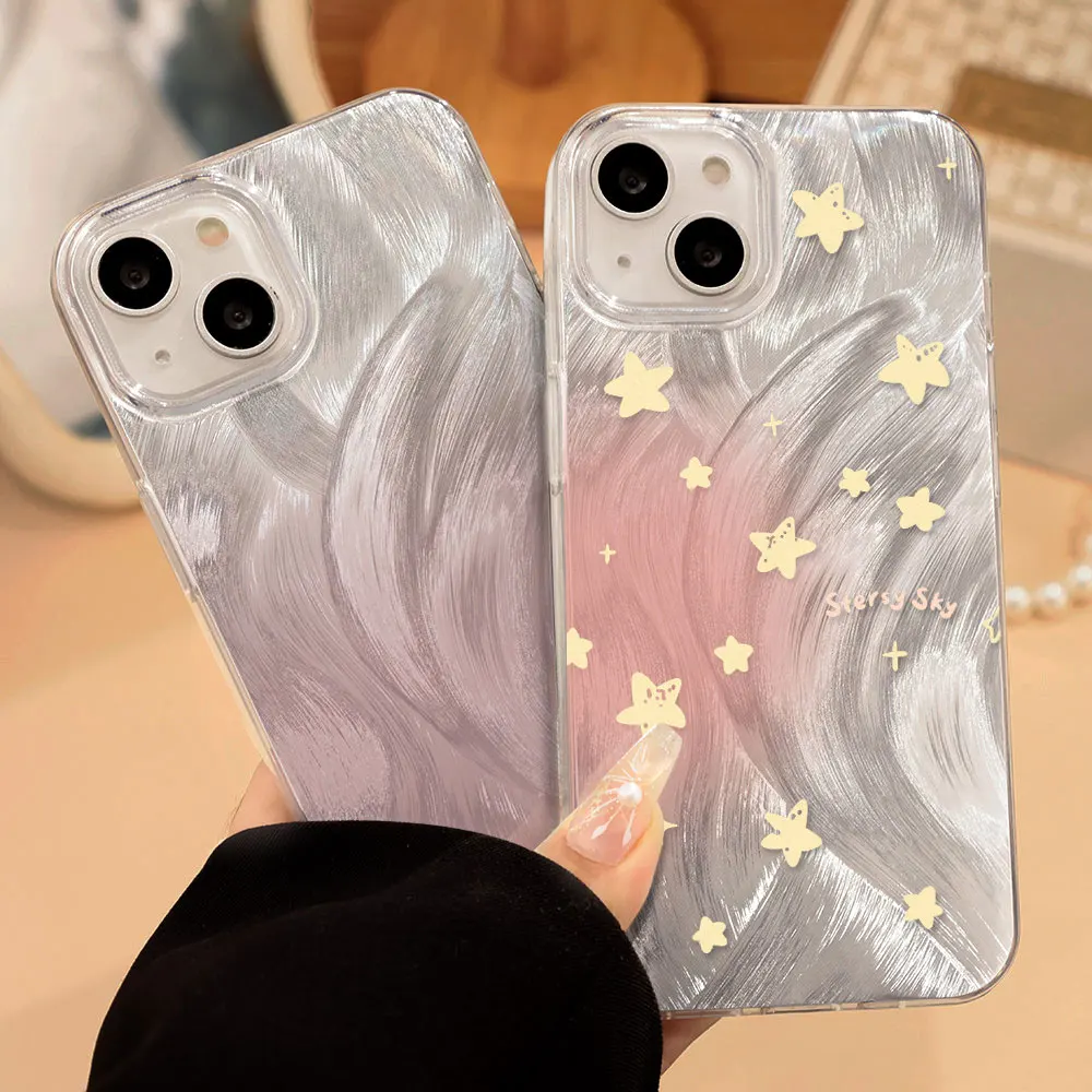

Luxury INS Star Phone Case For iPhone 16 11 13 15 Pro Max 14 Plus 12 14promax 13promax 15promax Silicone Feather Funda Covers