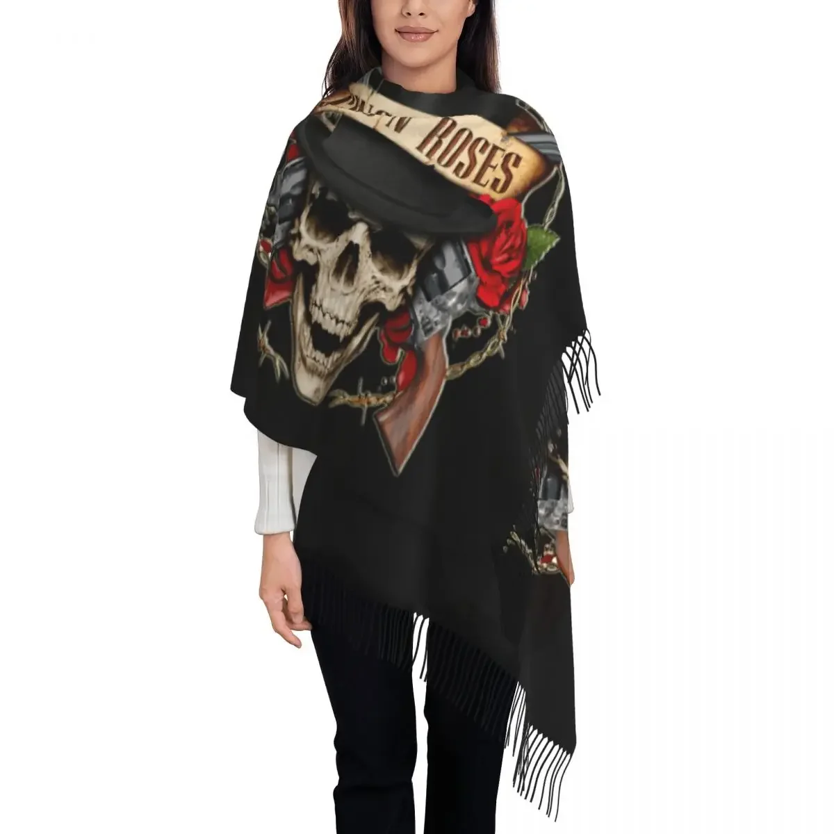 Bullet Logo Scarf Wrap for Women Long Winter Fall Warm Tassel Shawl Unisex Heavy Scarves