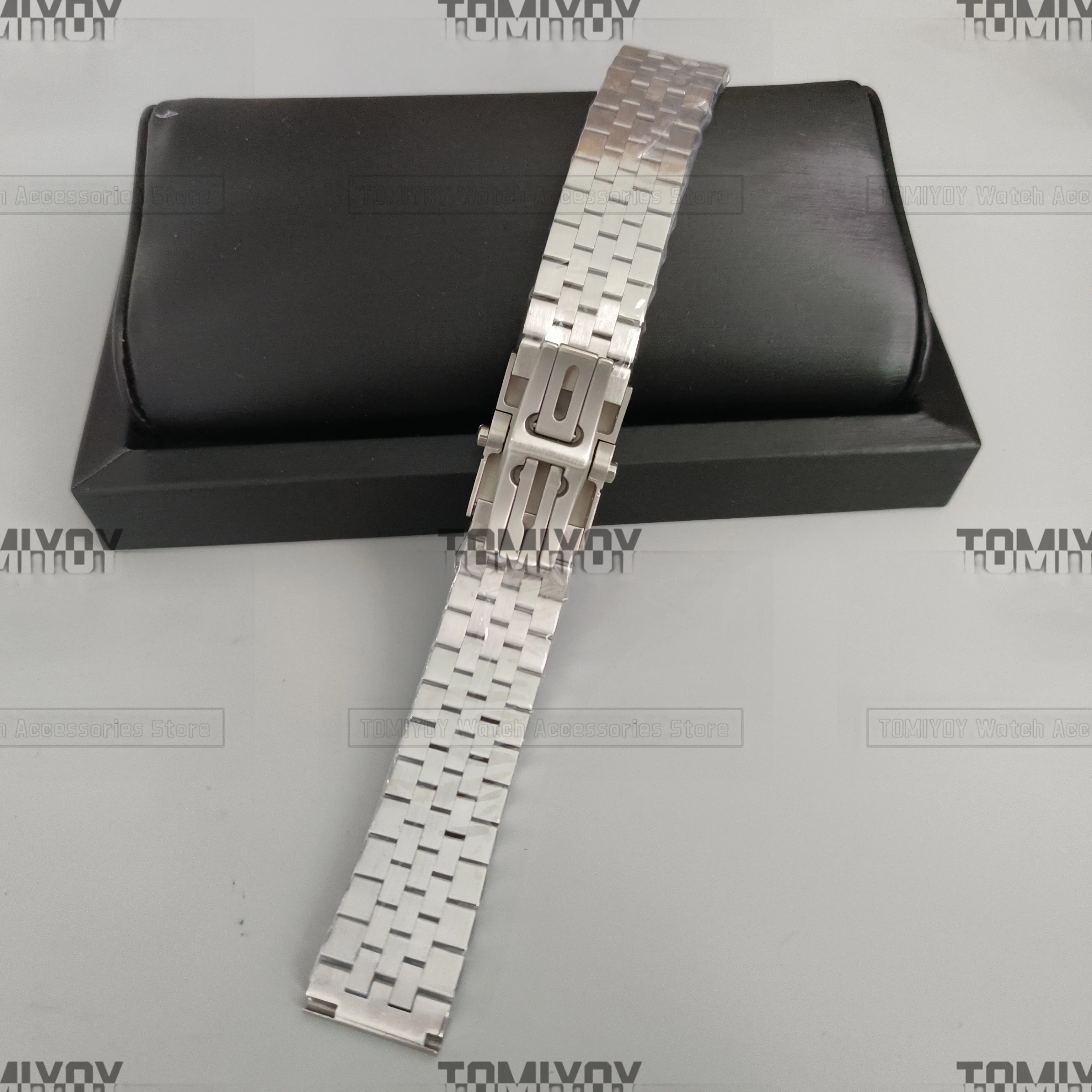 22MM Flat end Silver Jubilee Solid Double Press Folding Buckle With Quick Release Spring Bar Bracelet Fit For SKX RLX Watch