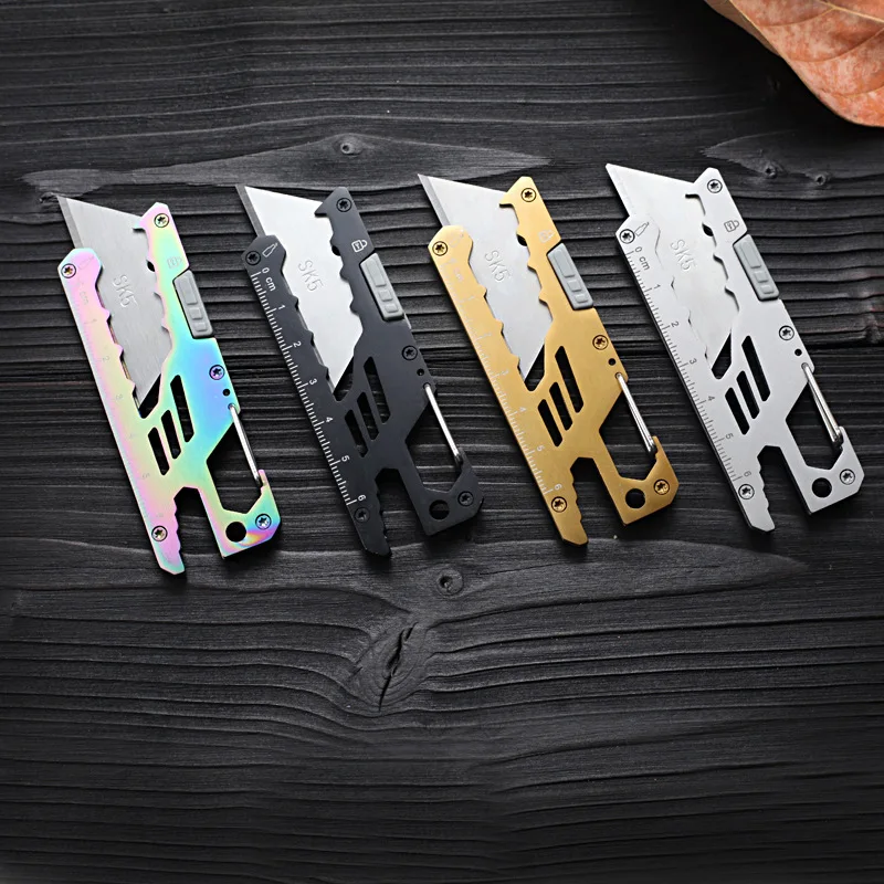 SK5 Stainless Steel Utility Knife Multifunctional 5 In 1 Art Knife Household Box Paper Letter Cutter Carving Knife EDC Tool