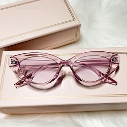 Cat Eye Fashion Vintage Sunglasses Women 2025 Luxury Brand Designer Punk Sun Glasses Trendy Sexy Ladies Small Frame Rivet Shades