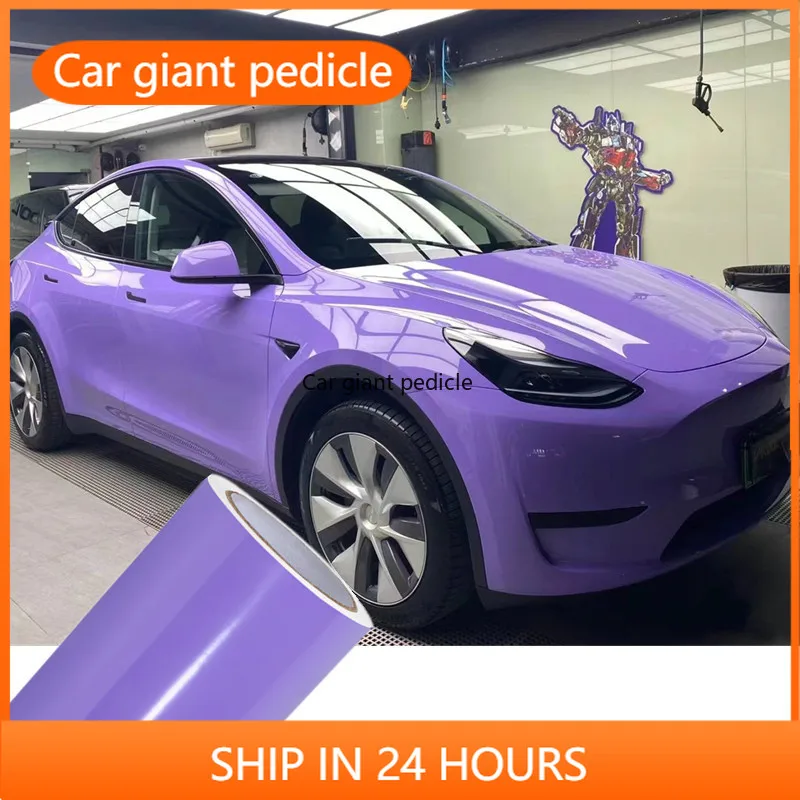 Glossy Lavender Purple Vinyl Wrap film for vehicle coating Suitable for car vinyl stickers Bubble-free easy install 1.52*17M