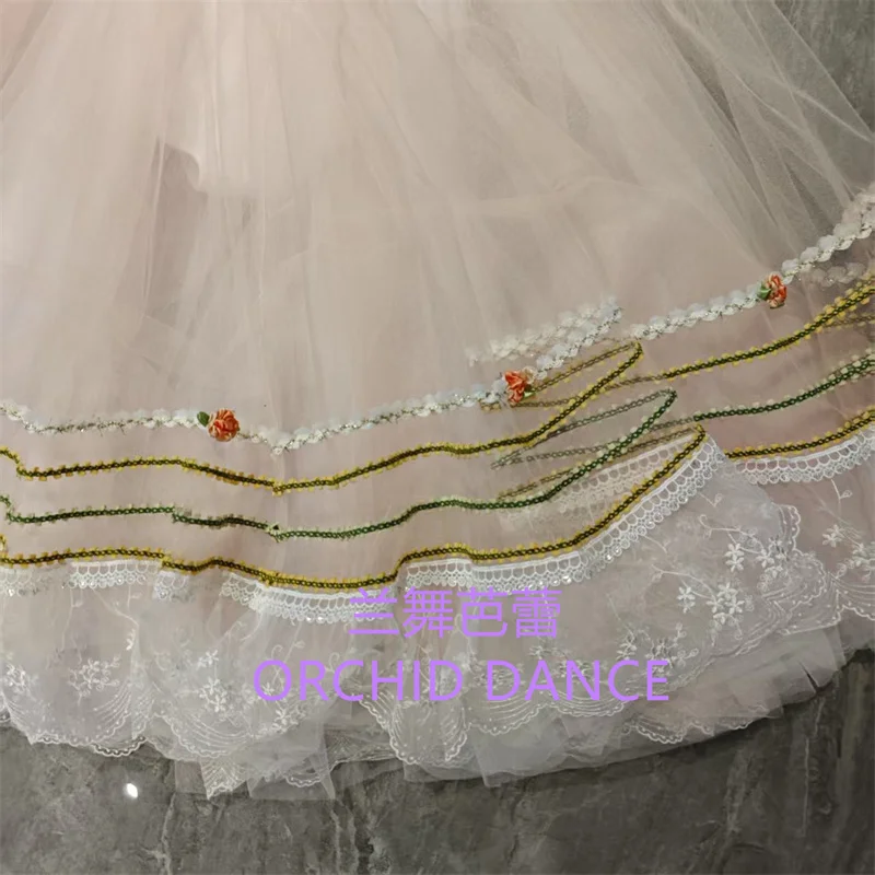 BT01745 고품질 맞춤형 사이즈 어린이 소녀 발레 댄스 공연 착용 Gilsay 핑크 긴 로맨틱 투투 드레스