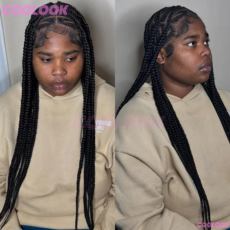 

36 "синтетические плетеные парики для чернокожих женщин Cornrow Knotless Box плетеный парик полный парик фронта шнурка с волосами ребенка