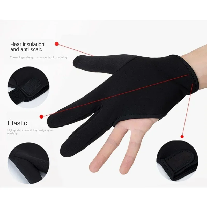 Hairdressing Three Fingers Anti-hot glove For Flat Iron Heat Resistant Hair Straightening Curling Glove Styling Household Gloves