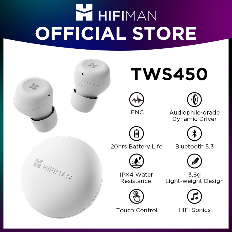  HIFIMAN TWS450 True Wireless Stereo Headset with Environmental Noise Cancellation & Audiophile-grade Dynamic Driver 