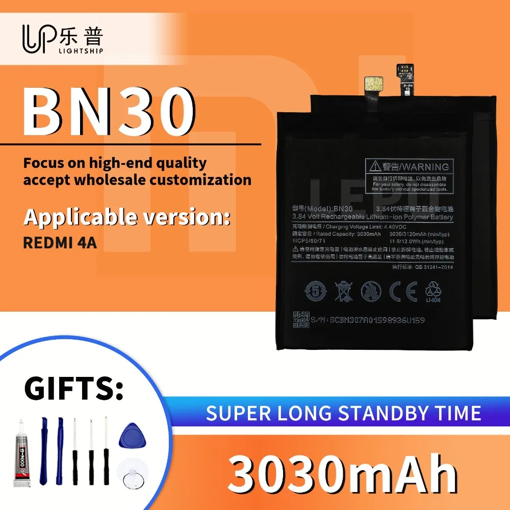 

New Replacement Battery REDMI 4A BN30 3030mAh High Quality Original Battery for Redmi 4a with Free Tools Lithium Ion Battery