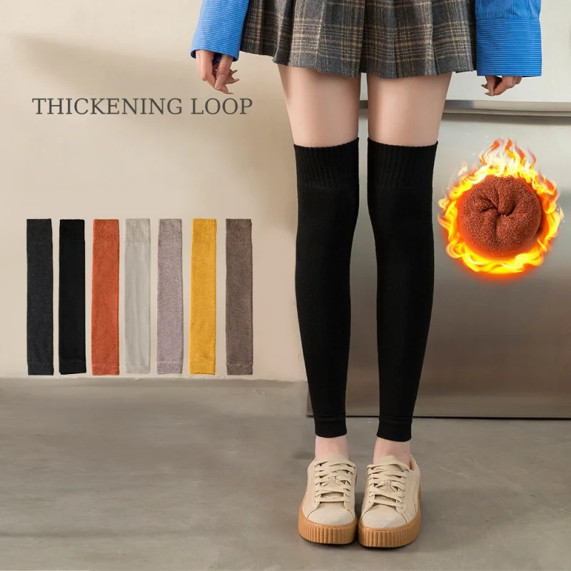 

1 3 пары женских термобелье выше колена, гетры, зимние мягкие трикотажные компрессионные носки на флисовой подкладке для холодной погоды