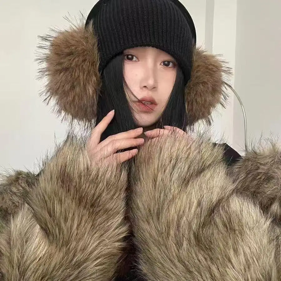Vintage Faux Mink Fur Earmuffs Fuzzy Ear Warmers Covers For Womens Girls Winter Fashion Adjustable Soft Warm Faux Fur EarMuffs