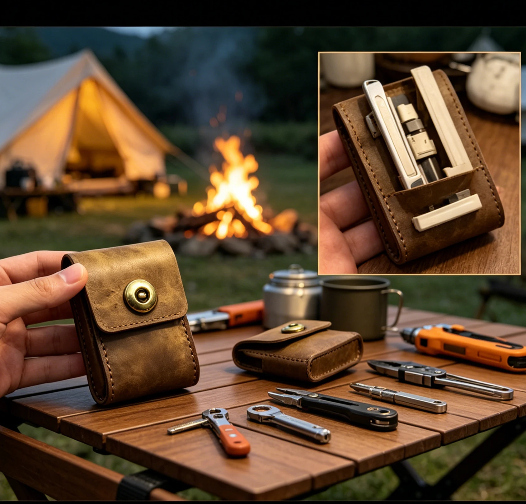 Genuine Cowhide Lighter Pouch Vintage Protective Sleeve with Sturdy Steel Clip Holder for Zorro Zippo Outdoor Daily Carry view 2