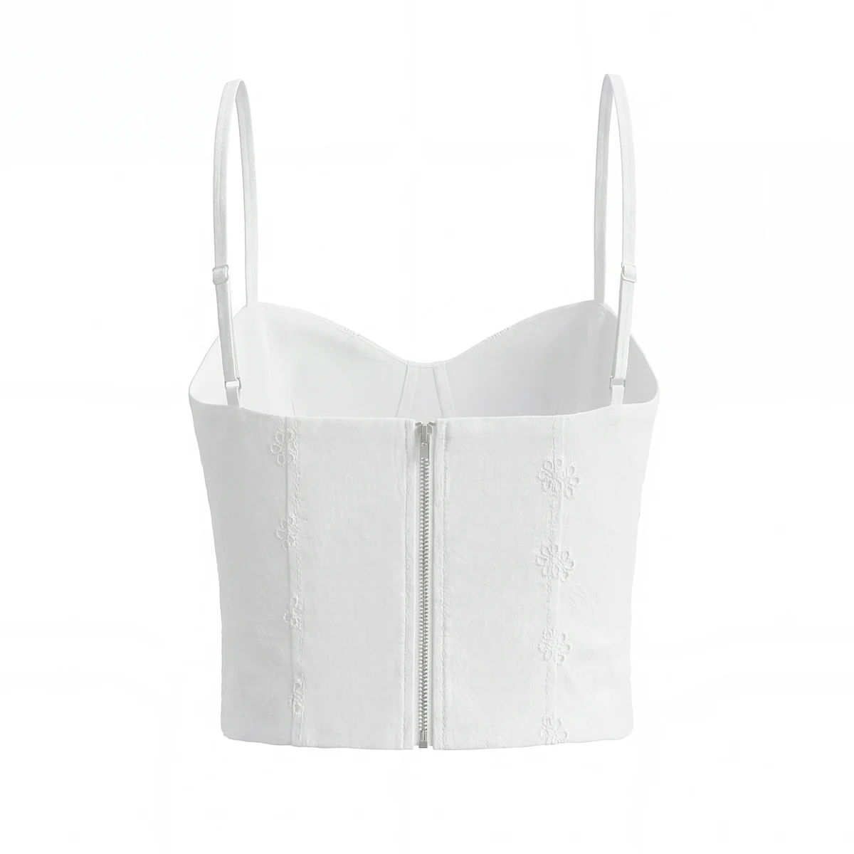 Sexy White Embroidery Hollow out Hole 3D Bow V Bra Camisole Camis Women Summer Zipper Back Tank Tops Girl Sexy Slim Crop Top