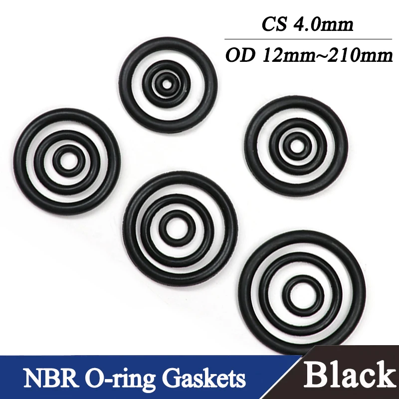 

NBR O-ring Black thickness CS 4.0mm OD 16~210mm Nitrile Butadiene Rubber Oil High Temperature Resistant O Ring Sealing Gasket