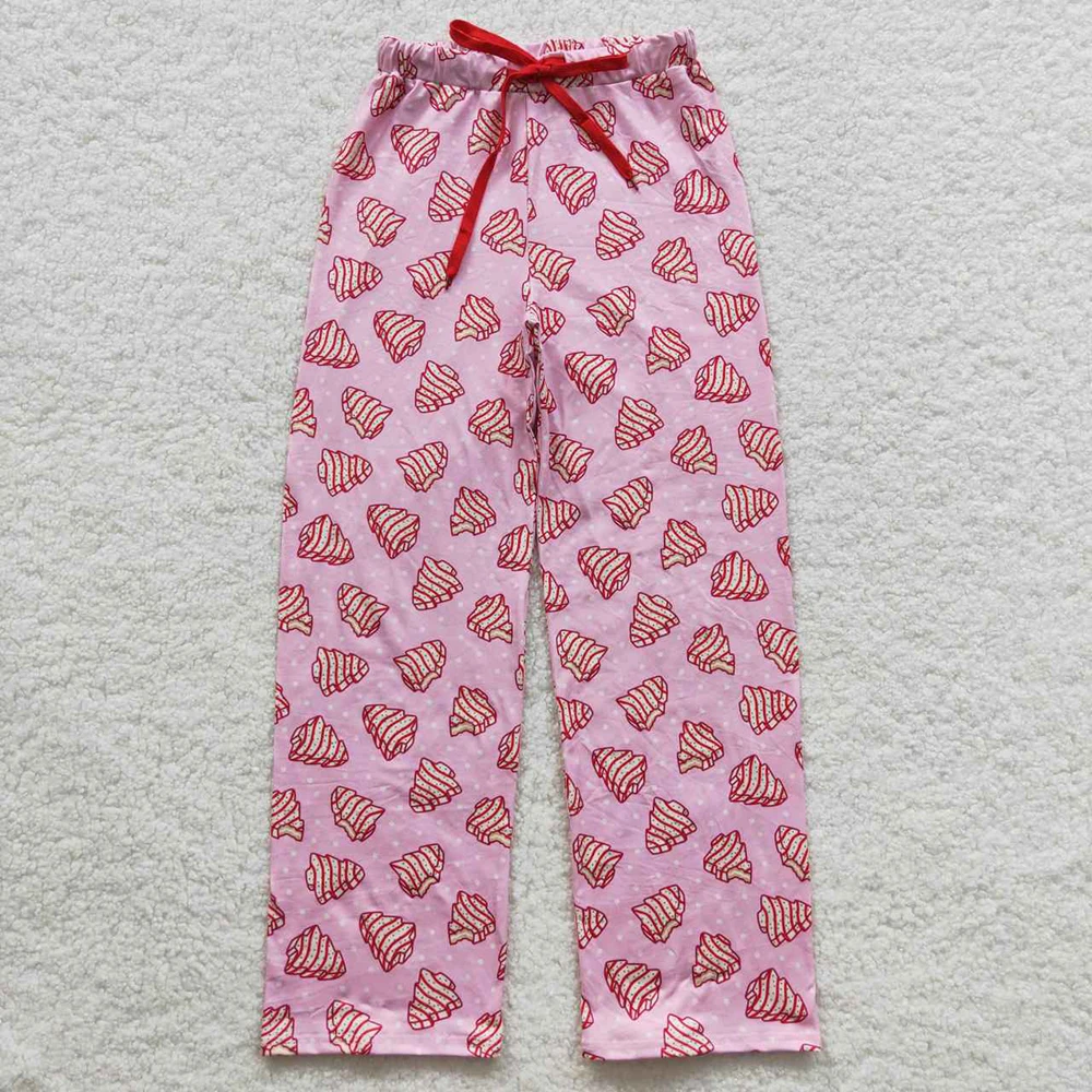 Wholesale Women Boutique Cake Tree Trousers Pajamas Pants Adjustable Adult Pink Trousers  Christmas Comfortable Clothing