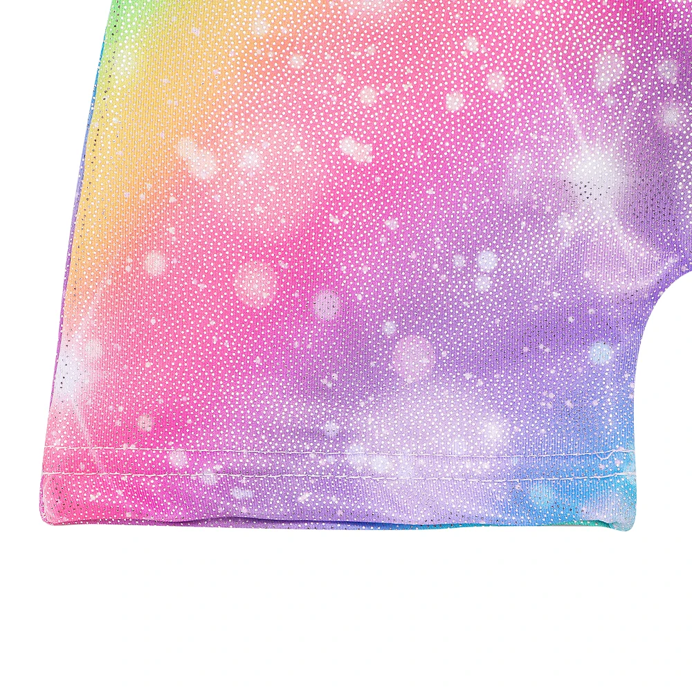 Meninas ginástica collant brilhante diamante ballet dança outfit crianças unitard biketard roupas arco-íris ginásio terno