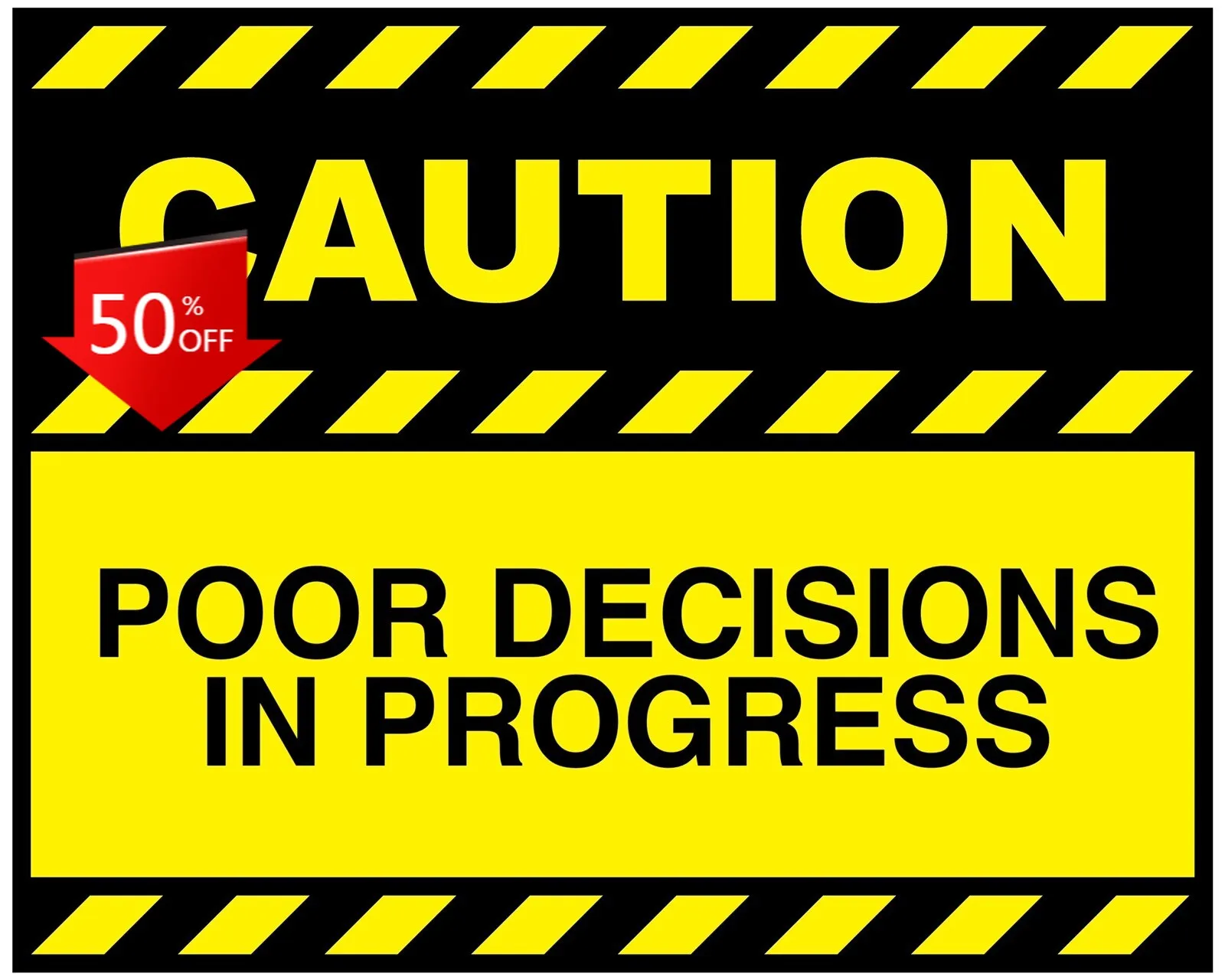 Poor Decisions Caution Stupid Vintage Car Laptop Window Bumper Wasserdichter Vinyl-Aufkleber, cool, niedlich, ästhetisch, retro, lustig