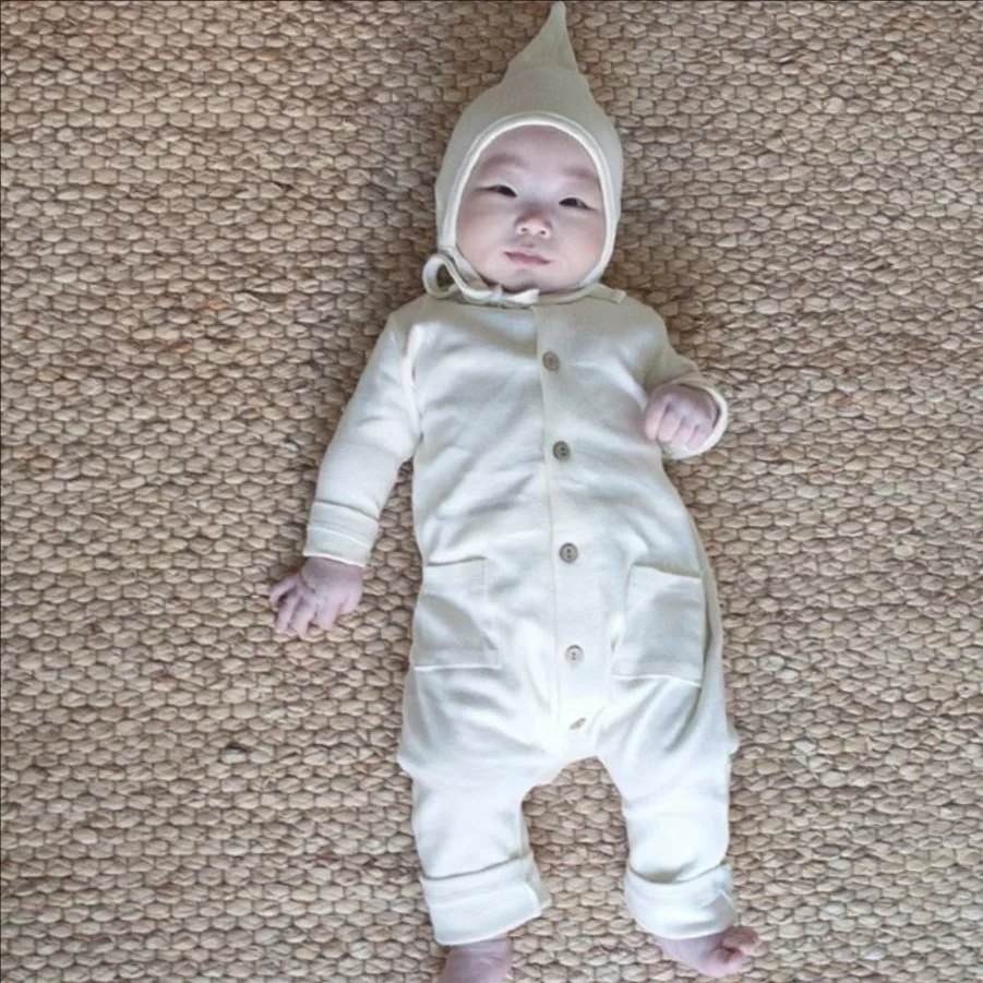 0 to 24M Newborn Kid Baby Boy2PCS Girls Clothes Autumn Cotton Baby Romper+Hat Long Sleeve Jumpsuit Newborn Pajamas Outfits