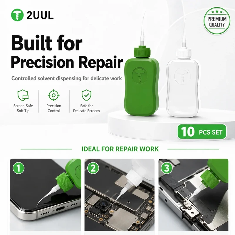 2UUL CL51 CL52 Soft Tip Solvent Bottle 50ml Liquid Dispenser for Phone Screen Repair PCB Motherboard Cleaning Tool