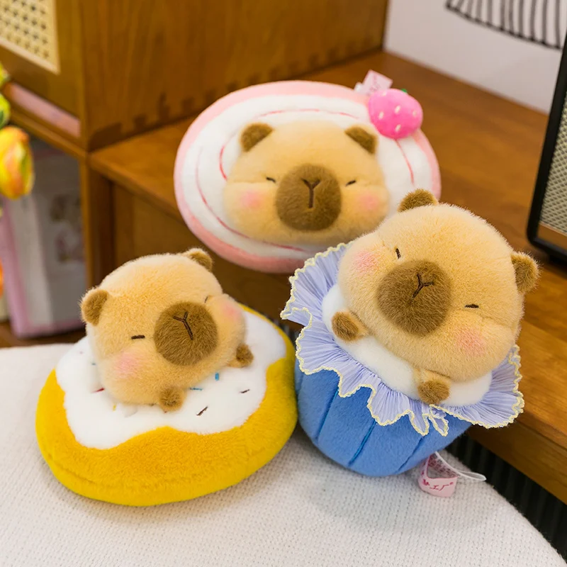 23cm Cartoon Dessert Capybara Plush Doll Doughnut Teacup Cake Swiss Roll Capybara Plush Toy Home Decoration Gift For Children