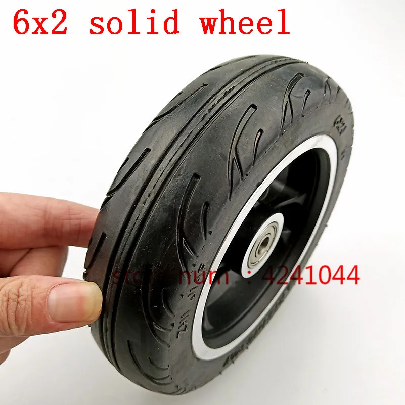 6 Inch Electric Scooter Wheel 6x2  With Air Tire Solid  Metal Hub 608 /628 Bearings 8/10mm Axle Hole Trolley Cart