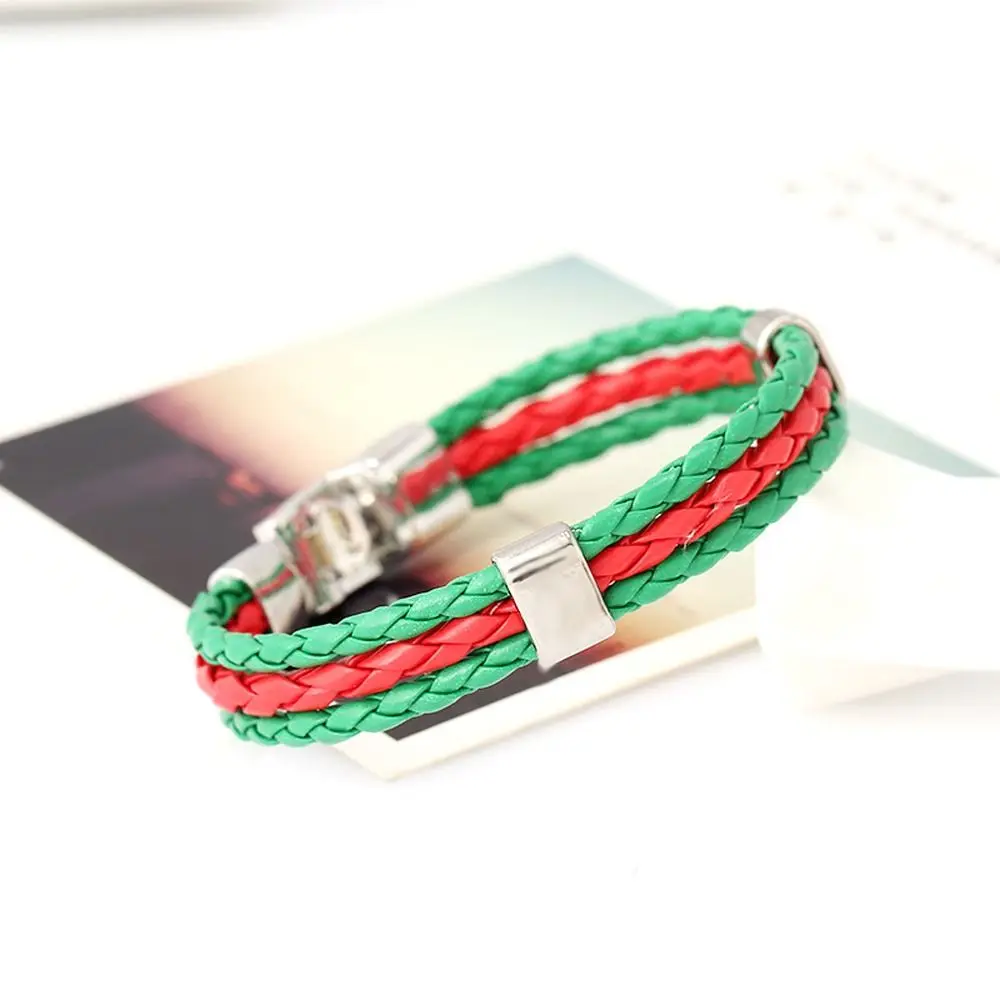 France Italy Three Layer Spain Surfer Bandage Brazil Korean Bangles Men National Flag Bracelets Women Wristbands Braided