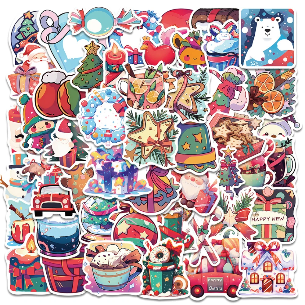 10/25/50pcs Merry Christmas Gift Graffiti Stickers Santa Clause Decals for DIY Decor Stationery Suitcase Phone Laptop Kids Toy