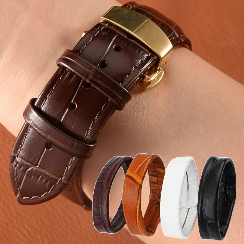 

2 шт. кожаные кольца-фиксаторы для ремешков часов, черные/коричневые, 14мм/16мм/18мм/20мм/22мм/24мм