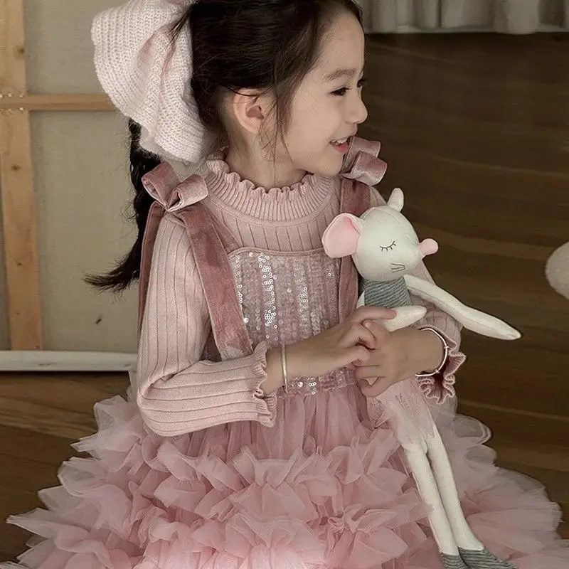 

Girls' Dress Autumn Winter New Style Skirt Children's Formal Dress Puffy Stylish Cake Baby Princess