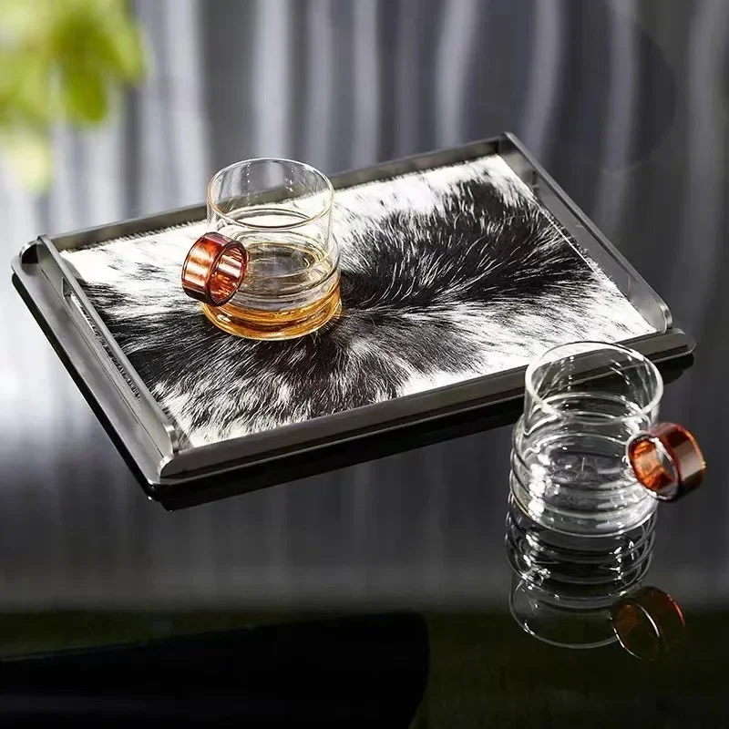 yesMetal Horsehair Storage Tray Decorative Rectangular Organizer Trays Stainless Steel Creative Tray Modern Luxury Table Trays