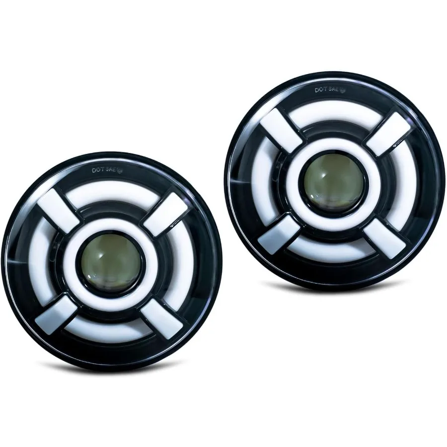 

2 шт. 7 круглых белых янтарных фаров указателей поворота HI LO Beam DRL дневные ходовые огни для внедорожников, совместимые с Jeep